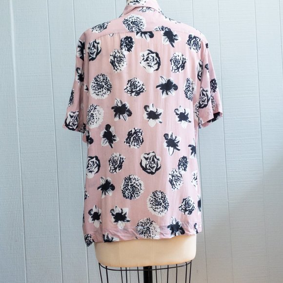 SANDRO Dusty Rose Pink Floral Print Short Sleeve - Picture 7 of 9
